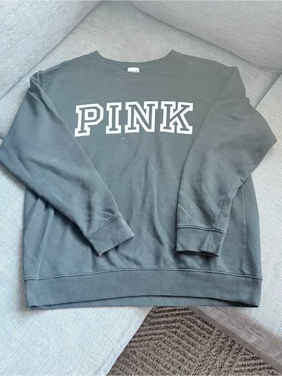 PINK Victoria's Secret Tops - PINK Victoria’s Secret Black Crewneck Sweatshirt Size Small
